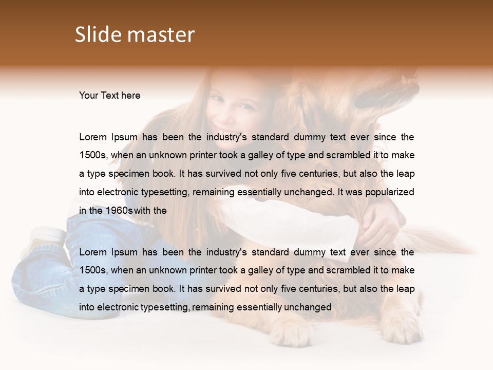 A Girl Hugging A Dog With A White Background PowerPoint Template