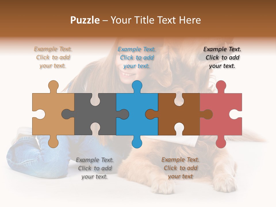 A Girl Hugging A Dog With A White Background PowerPoint Template