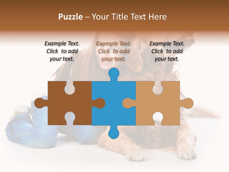 A Girl Hugging A Dog With A White Background PowerPoint Template