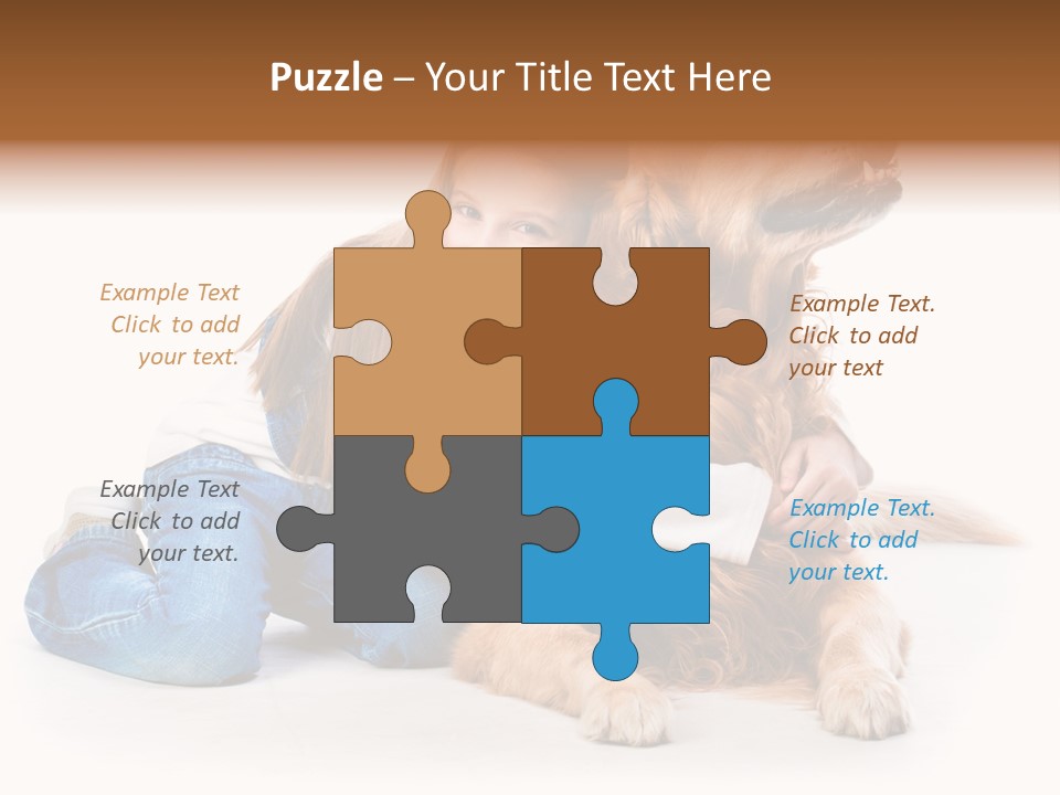 A Girl Hugging A Dog With A White Background PowerPoint Template