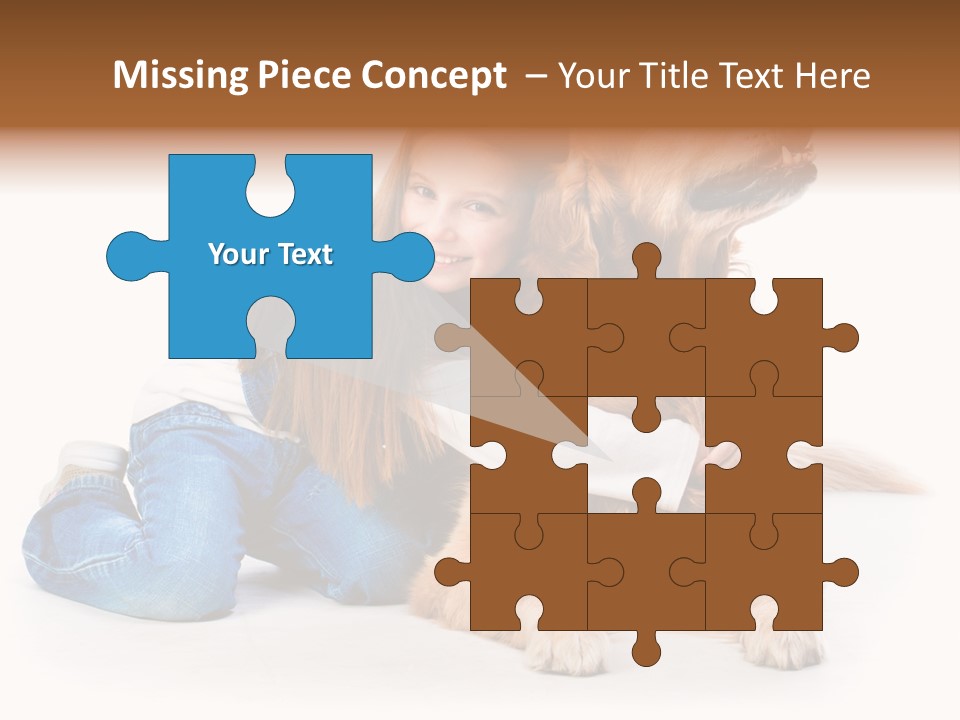 A Girl Hugging A Dog With A White Background PowerPoint Template