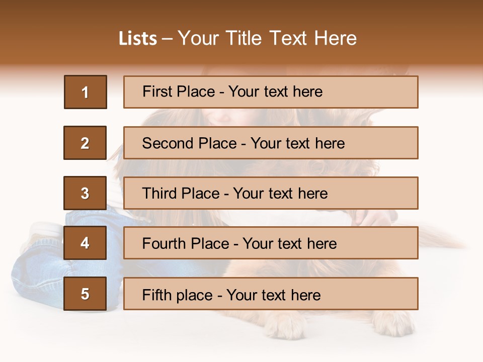 A Girl Hugging A Dog With A White Background PowerPoint Template