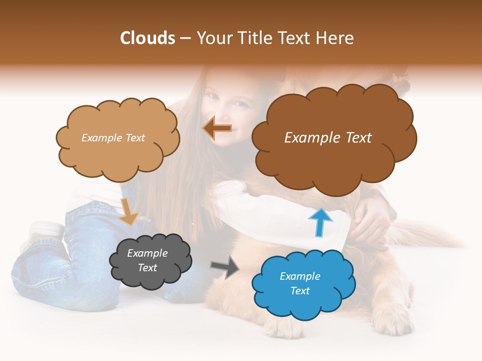 A Girl Hugging A Dog With A White Background PowerPoint Template