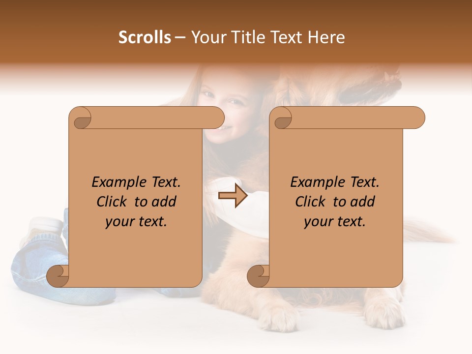 A Girl Hugging A Dog With A White Background PowerPoint Template