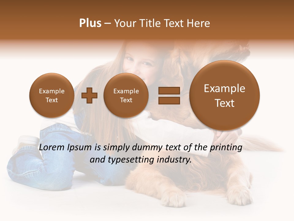 A Girl Hugging A Dog With A White Background PowerPoint Template