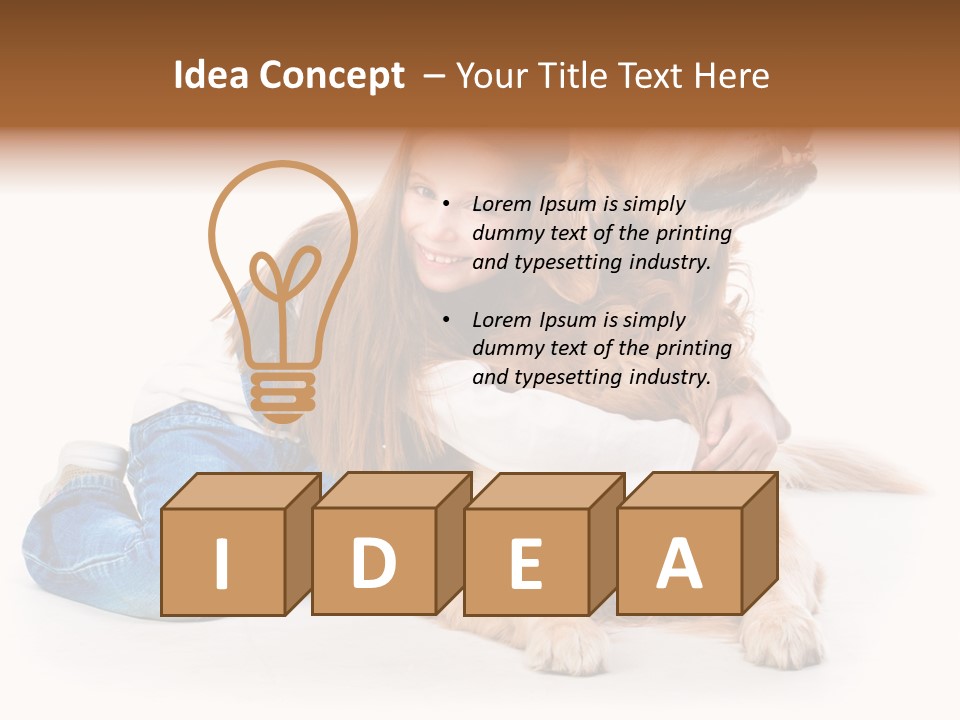 A Girl Hugging A Dog With A White Background PowerPoint Template