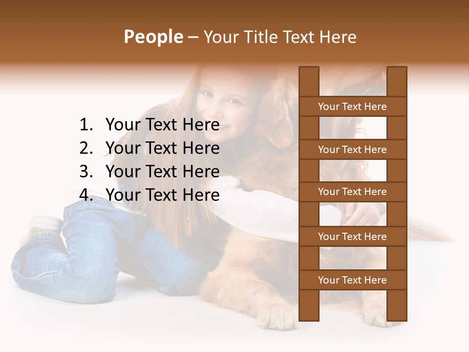 A Girl Hugging A Dog With A White Background PowerPoint Template