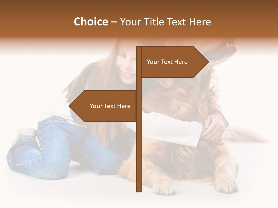 A Girl Hugging A Dog With A White Background PowerPoint Template