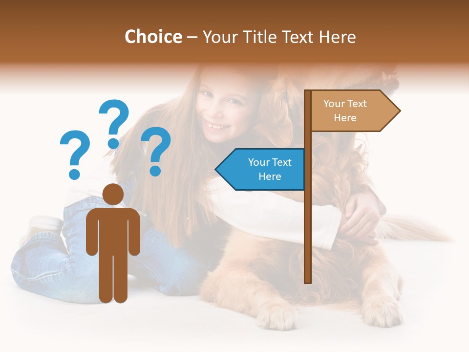 A Girl Hugging A Dog With A White Background PowerPoint Template