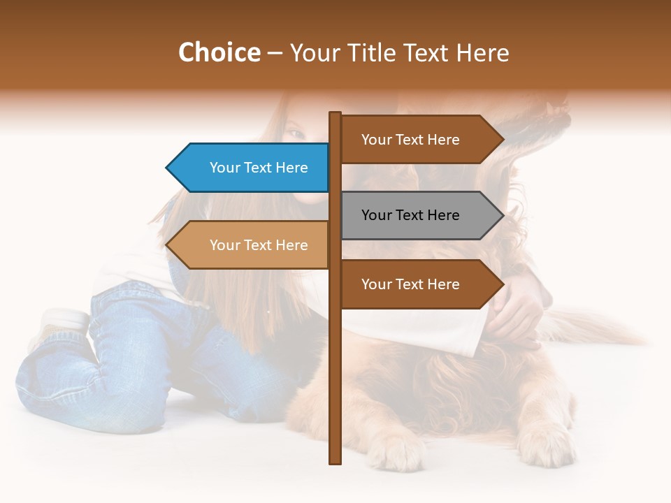 A Girl Hugging A Dog With A White Background PowerPoint Template