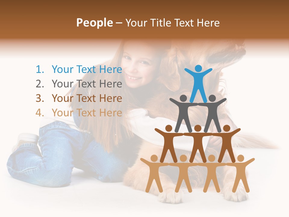 A Girl Hugging A Dog With A White Background PowerPoint Template