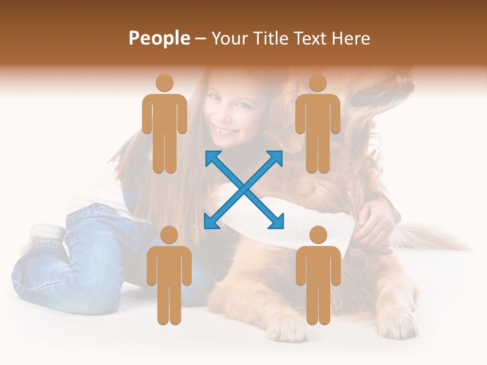 A Girl Hugging A Dog With A White Background PowerPoint Template