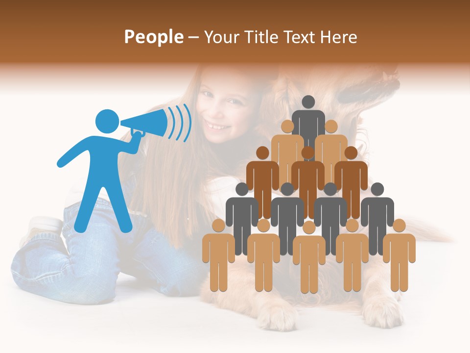 A Girl Hugging A Dog With A White Background PowerPoint Template