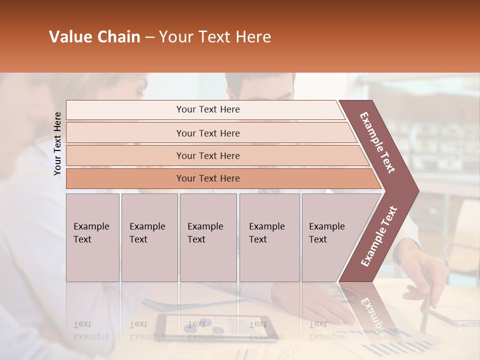 A Couple Of People Sitting At A Table With Papers PowerPoint Template