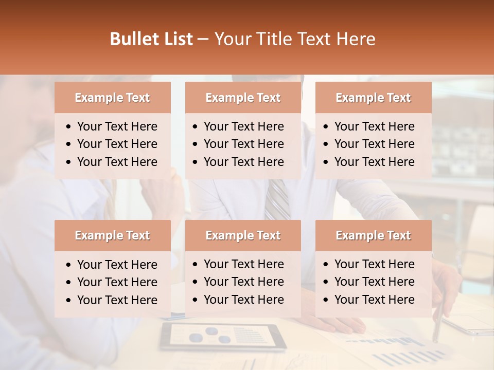 A Couple Of People Sitting At A Table With Papers PowerPoint Template