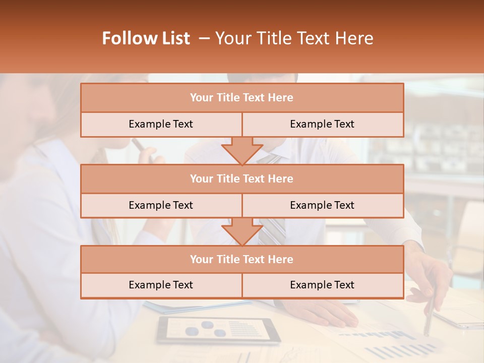 A Couple Of People Sitting At A Table With Papers PowerPoint Template