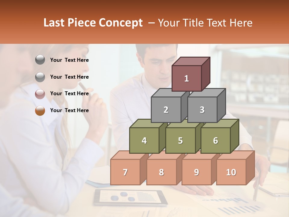 A Couple Of People Sitting At A Table With Papers PowerPoint Template