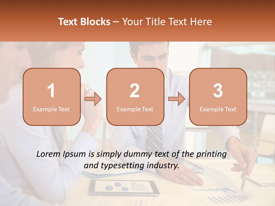 A Couple Of People Sitting At A Table With Papers PowerPoint Template