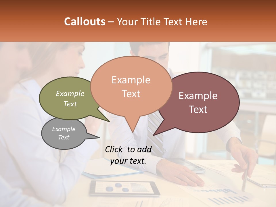 A Couple Of People Sitting At A Table With Papers PowerPoint Template