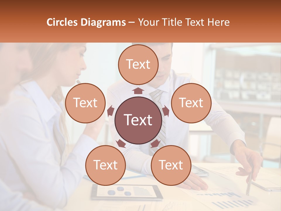 A Couple Of People Sitting At A Table With Papers PowerPoint Template