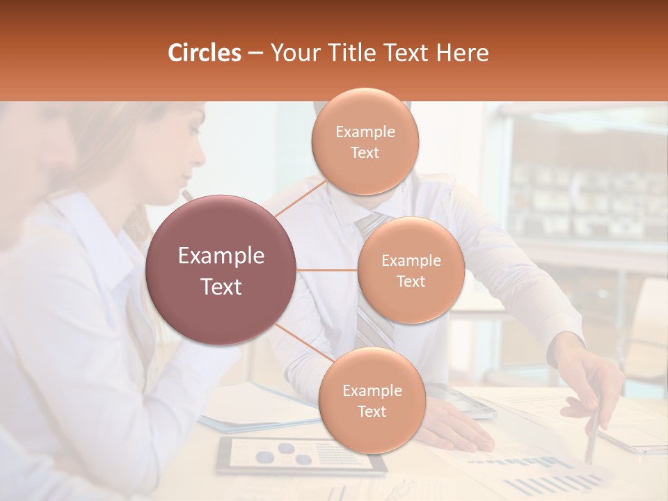 A Couple Of People Sitting At A Table With Papers PowerPoint Template