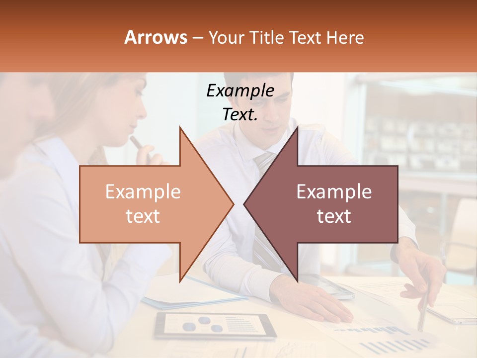 A Couple Of People Sitting At A Table With Papers PowerPoint Template