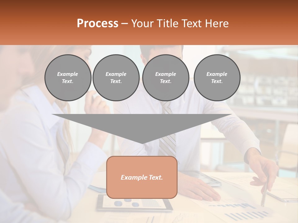 A Couple Of People Sitting At A Table With Papers PowerPoint Template