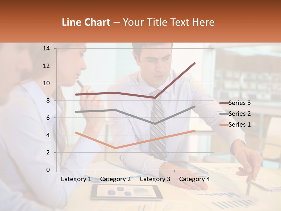 A Couple Of People Sitting At A Table With Papers PowerPoint Template