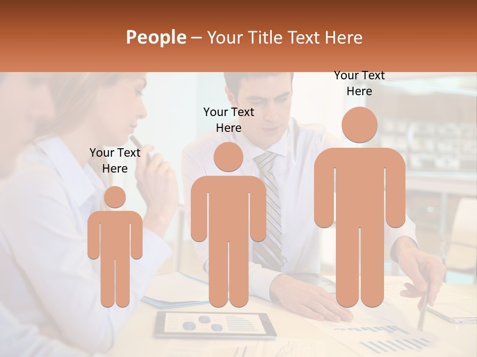 A Couple Of People Sitting At A Table With Papers PowerPoint Template