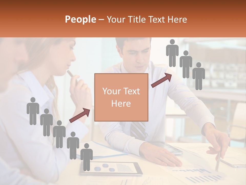 A Couple Of People Sitting At A Table With Papers PowerPoint Template