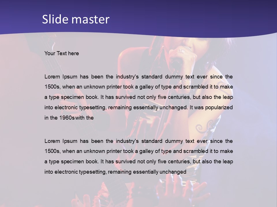 A Woman Singing Into A Microphone While Holding A Guitar PowerPoint Template