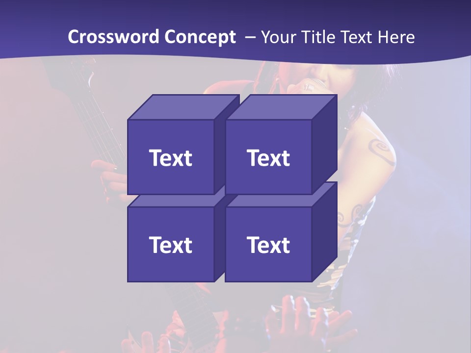 A Woman Singing Into A Microphone While Holding A Guitar PowerPoint Template