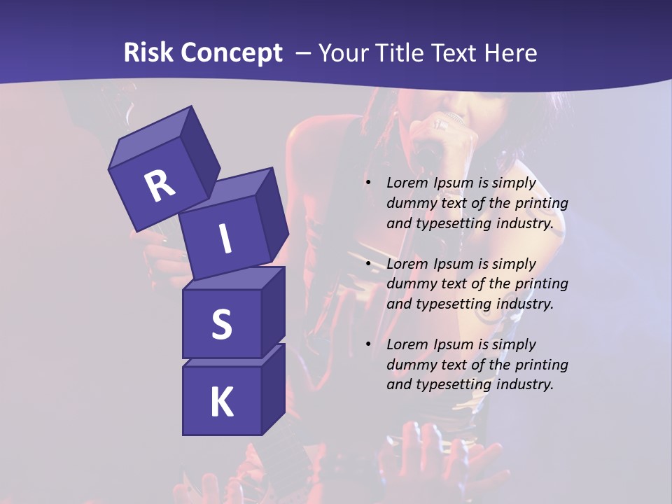 A Woman Singing Into A Microphone While Holding A Guitar PowerPoint Template