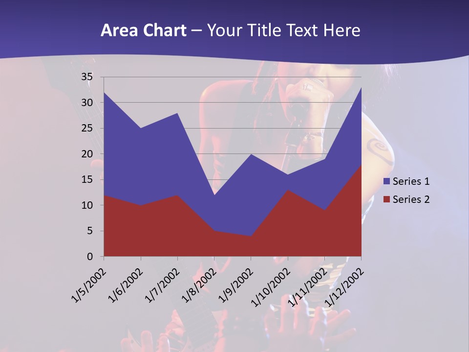 A Woman Singing Into A Microphone While Holding A Guitar PowerPoint Template