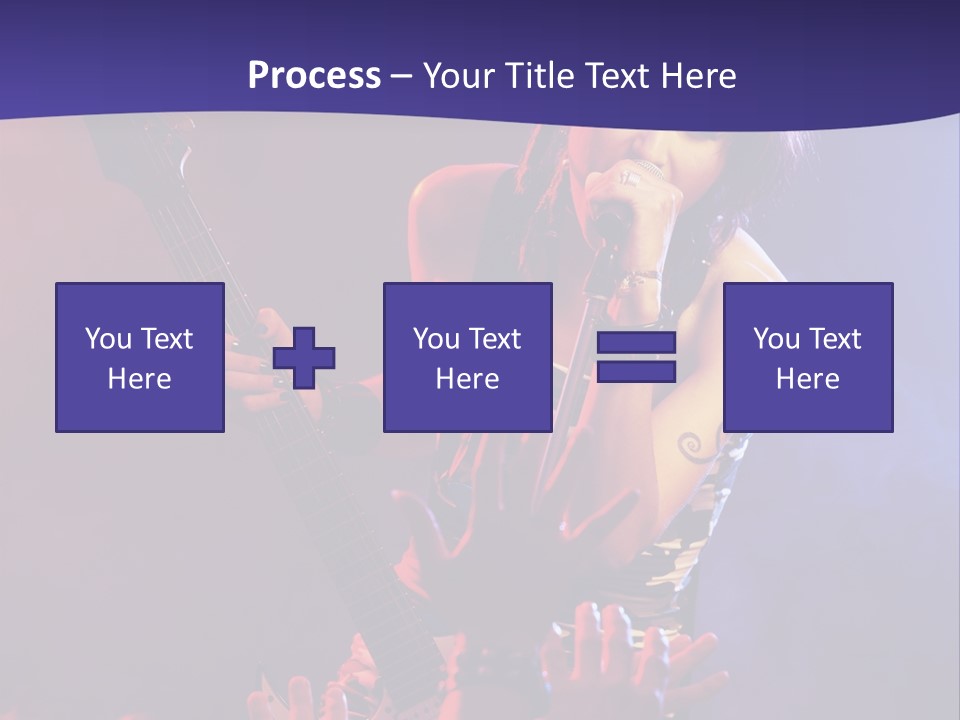 A Woman Singing Into A Microphone While Holding A Guitar PowerPoint Template