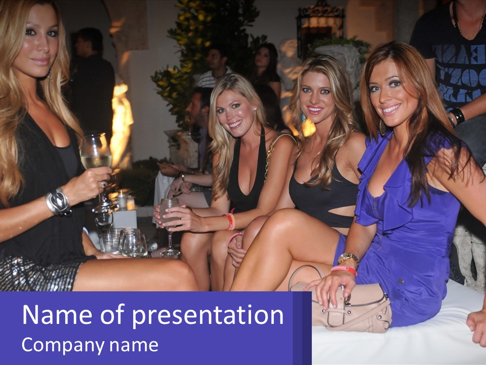 A Group Of Beautiful Women Sitting Next To Each Other PowerPoint Template