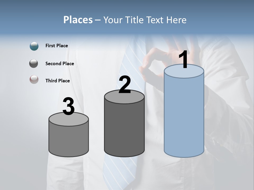 A Man In A White Shirt And Blue Tie Making The Vulcan Sign PowerPoint Template