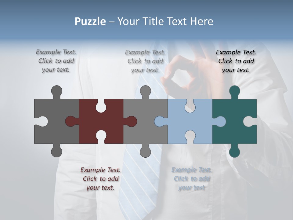 A Man In A White Shirt And Blue Tie Making The Vulcan Sign PowerPoint Template