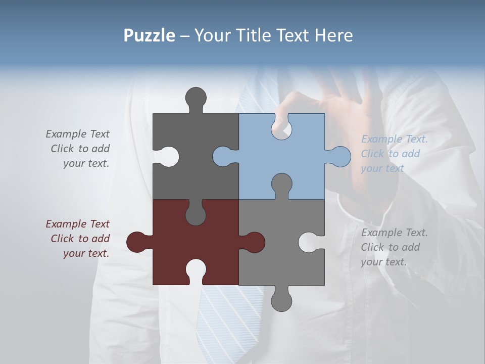 A Man In A White Shirt And Blue Tie Making The Vulcan Sign PowerPoint Template