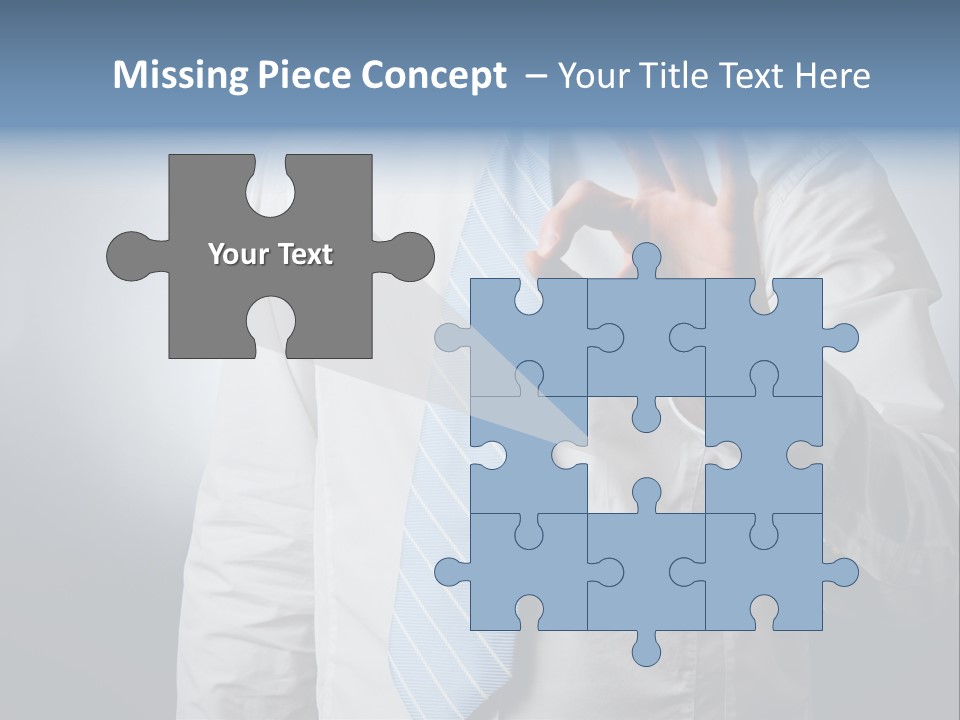 A Man In A White Shirt And Blue Tie Making The Vulcan Sign PowerPoint Template