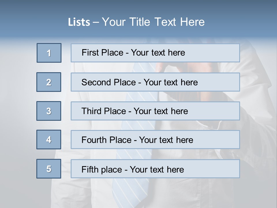 A Man In A White Shirt And Blue Tie Making The Vulcan Sign PowerPoint Template