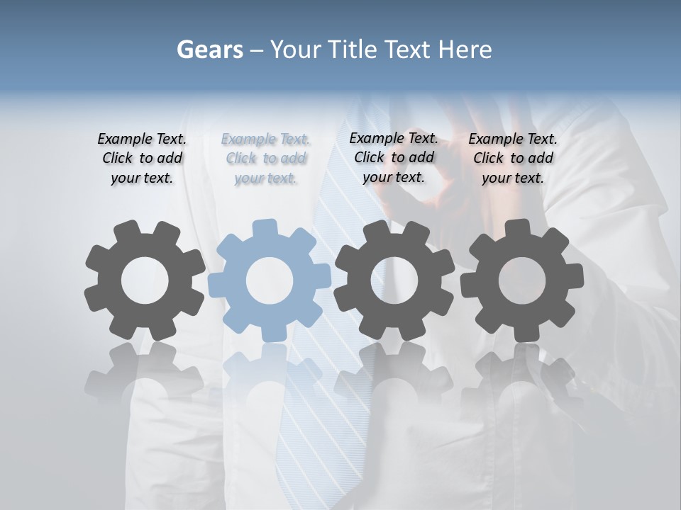 A Man In A White Shirt And Blue Tie Making The Vulcan Sign PowerPoint Template