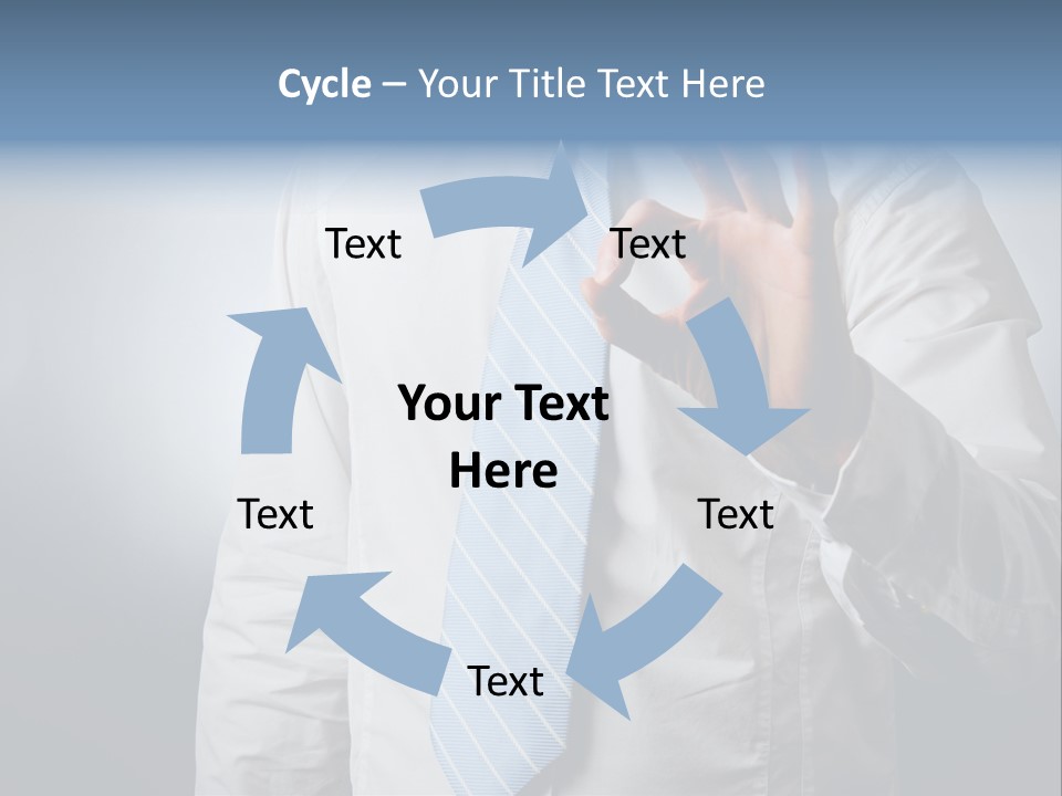 A Man In A White Shirt And Blue Tie Making The Vulcan Sign PowerPoint Template