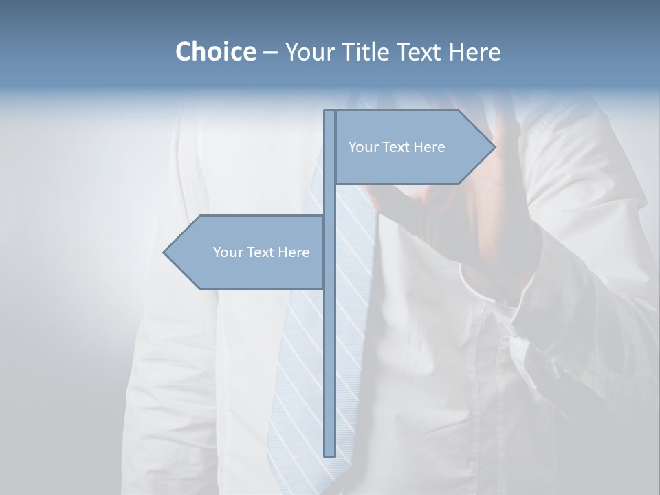 A Man In A White Shirt And Blue Tie Making The Vulcan Sign PowerPoint Template