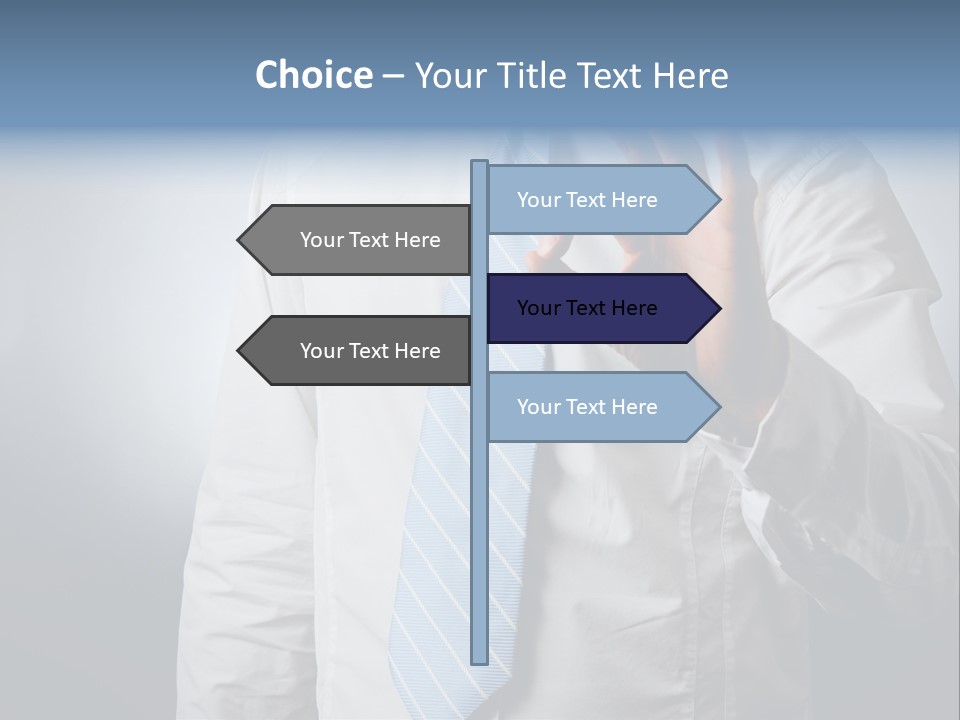 A Man In A White Shirt And Blue Tie Making The Vulcan Sign PowerPoint Template