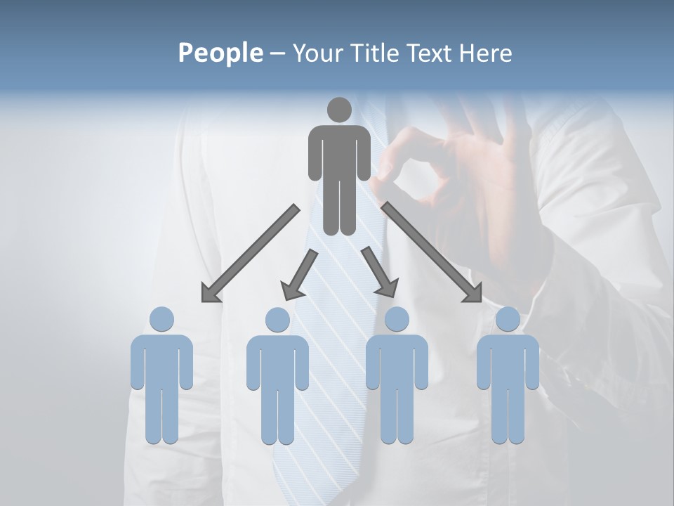 A Man In A White Shirt And Blue Tie Making The Vulcan Sign PowerPoint Template