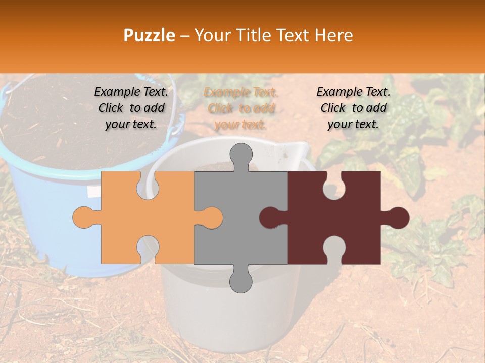 A Couple Of Buckets Filled With Dirt Next To Each Other PowerPoint Template