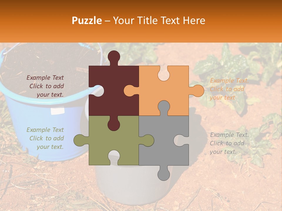 A Couple Of Buckets Filled With Dirt Next To Each Other PowerPoint Template