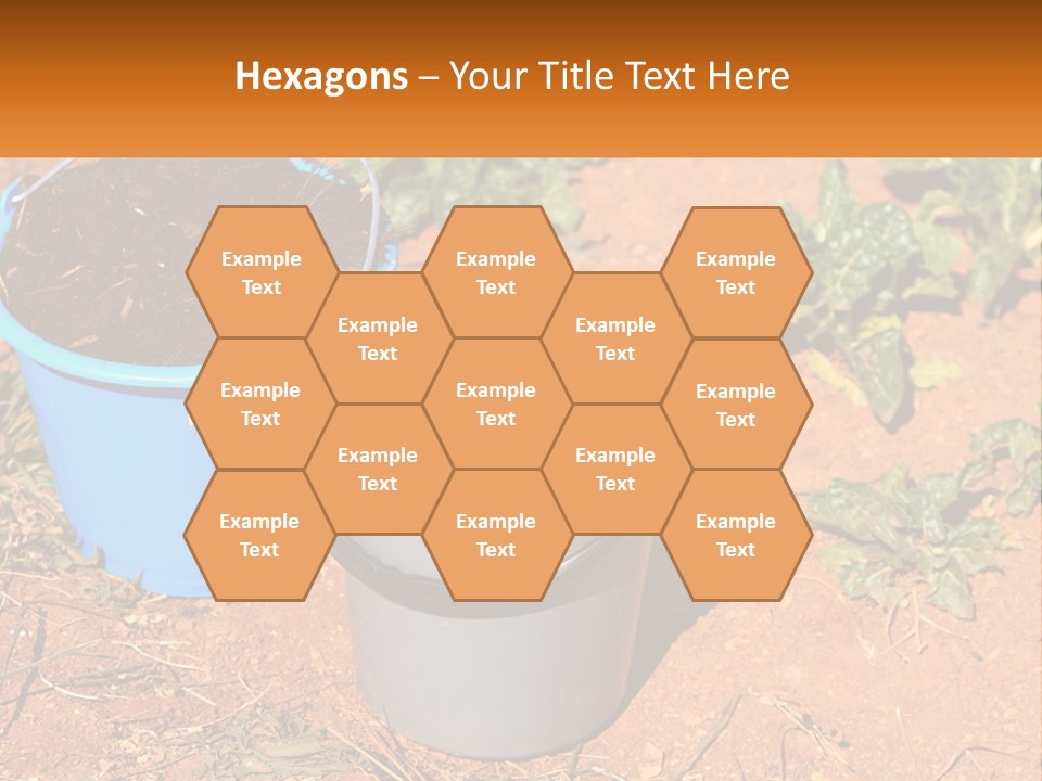 A Couple Of Buckets Filled With Dirt Next To Each Other PowerPoint Template