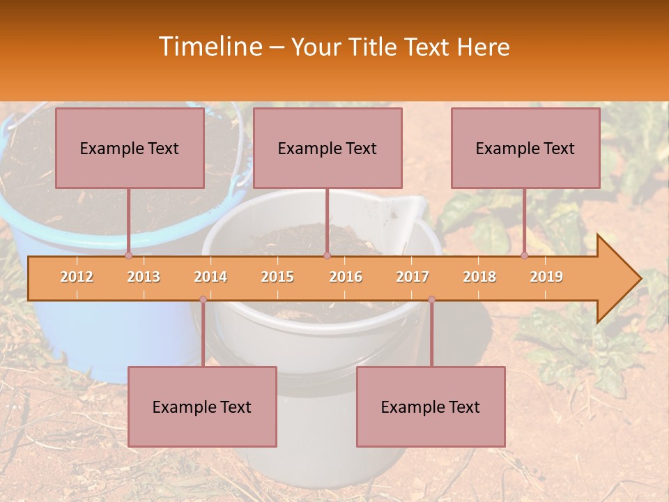 A Couple Of Buckets Filled With Dirt Next To Each Other PowerPoint Template